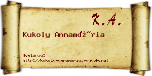 Kukoly Annamária névjegykártya